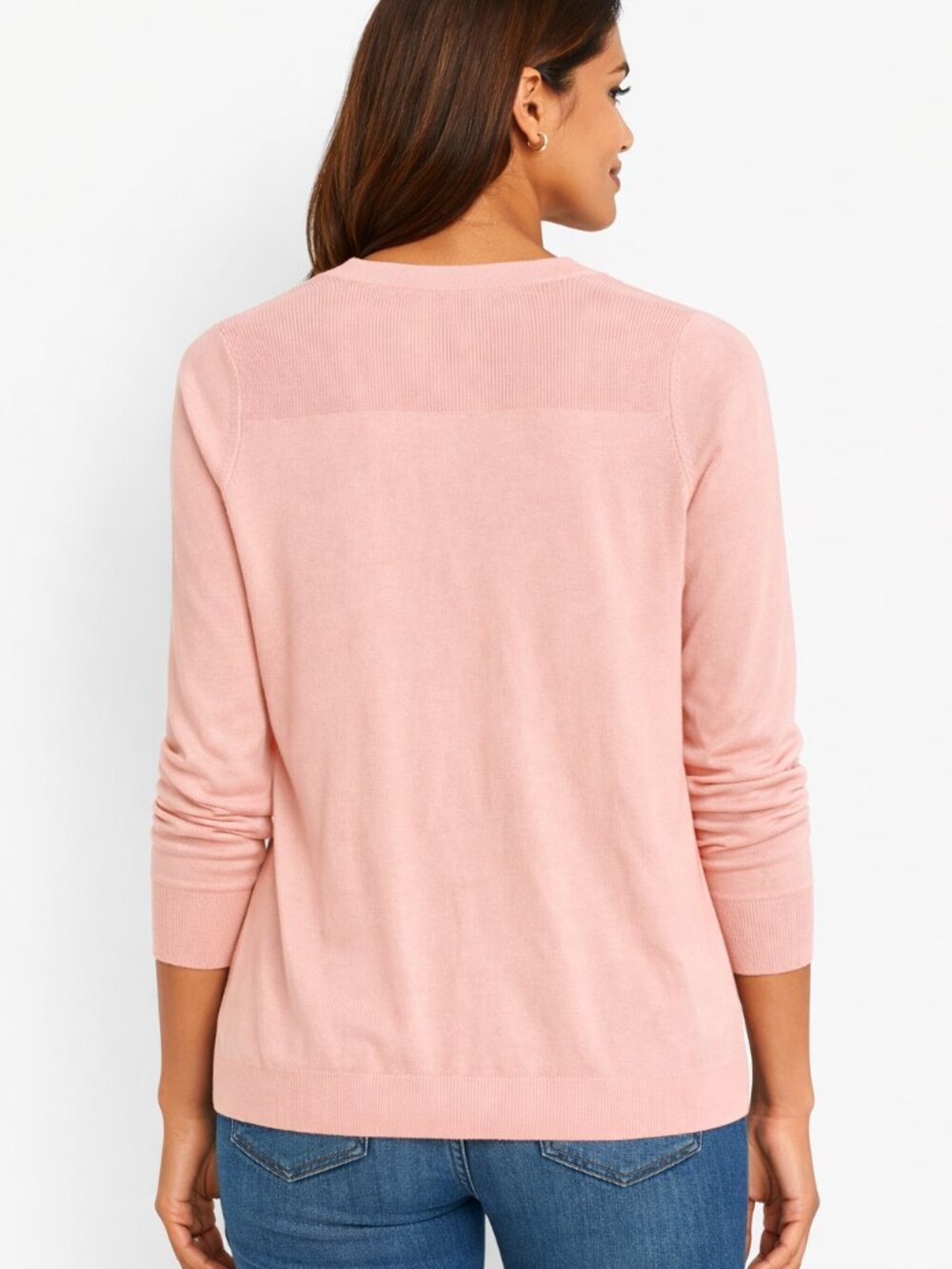 NWT Talbots Dusty Rose Pink Button Front V-Neck Lightweight Cardigan Sweater L - Picture 2 of 10